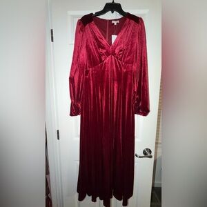 Baltic Born Burgundy Velvet Long Sleeve Maxi Dress